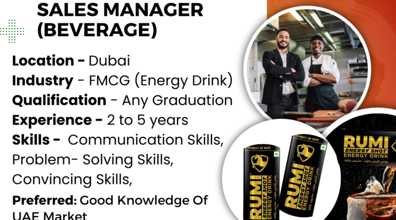 Beverage Sales Manager Job Vacancy in Dubai